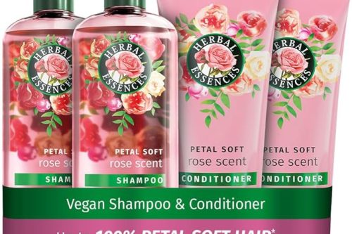 Herbal Essences Rose Scent Petal Soft Shampoo and Conditioner Set (2x350ml, 2x250ml) | Nourishes & Smoothens dry hair | Blended with Rose Essence & Natural Origin Ingredients | Vegan & Cruelty Free-AUTO WIN 09/01