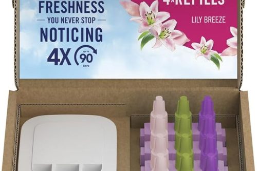 Febreze 3Volution Plug In Air Freshener Starter Kit + 4 Refills, (20mlx4), Odour Fighter & Bathroom Air Freshener, Lily Breeze, Plug In Refills 3Volution-AUTO WIN 11/01