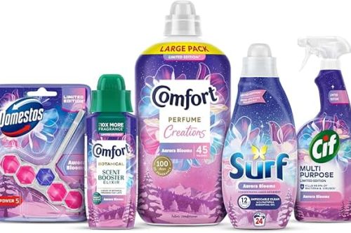 Aurora Blooms Winter Cleaning & Laundry 5 Piece Bundle Includes Comfort, Surf, Cif & Domestos Fresh Floral Winter Fragrance-AUTO WIN 31/01
