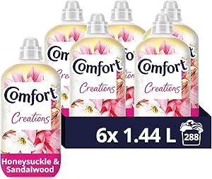 Comfort Creations Honeysuckle & Sandalwood Fabric Conditioner with Stay Fresh technology for 100 days of freshness + fragrance 288 washes (6x 1.44 L)-AUTO WIN-09/01