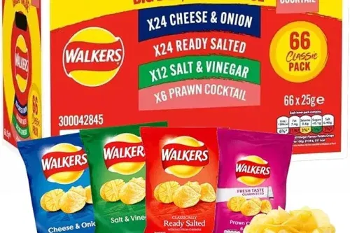 GIANT CRISPS MULTIPACK SNACK BOX – PACK OF 66 X 25G ASSORTED CLASSIC WALKERS CRISPS-AUTO WIN 03/01