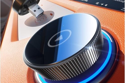 for Apple Wireless Carplay Adapter UK, 60% Smaller, No Lag, Plug and Play, Bluetooth/WiFi, Mini Wireless Car play Dongle for iPhone & Cars, Transmit GPS Navigation Devices (Matte Black)-AUTO WIN