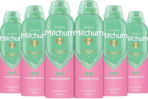 Mitchum Women Triple Odor Defense 48HR Protection Deodorant Spray & Antiperspirant (200ml), Powder Fresh, Pack of 6-AUTO WIN 31/01