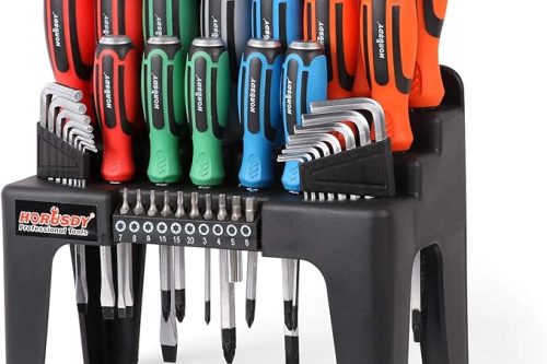 44-Piece Magnetic Screwdriver Set: Heavy Duty Screwdriver Set with Go-Thru Steel Blades, High Torque, Plastic Racking-AUTO WIN 31/01