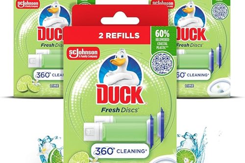Duck Fresh Discs Toilet Cleaner Refill Twin Pack, Fights Stains That Harbour Germs, Prevents Limescale Build Up, Lime, Pack of 3 (Total of 6 Refill Tubes)-AUTO WIN