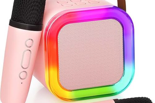 Ankuka Karaoke Machine for Kids Adults, Mini Portable Bluetooth Speaker with 2 Wireless Microphone-AUTO WIN 12/01