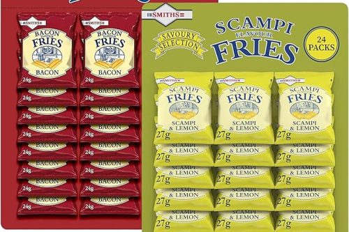 Smiths Savoury Snacks Pub Card Bundle Scampi Fries 24 x 27g and Bacon Fries 24 x 24g Pubcard Mix Pack (48 Bags Total)-AUTO WIN 10/01