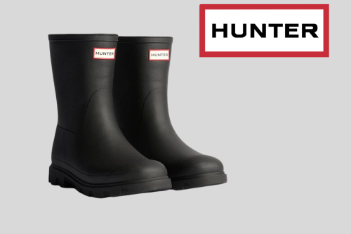 Hunter Downpour Waterproof Short Wellington Boots, Black-AUTO WIN