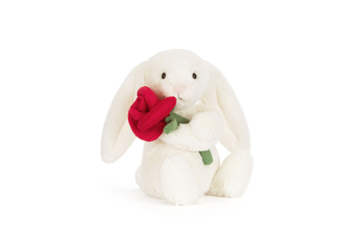 JELLYCAT CREAM BUNNY WITH ROSE-AUTO WIN 13/01