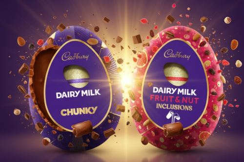 CADBURY DAIRY MILK CHOCOLATE CHUNKY EASTER EGG plus CADBURY DAIRY MILK ULTIMATE FRUIT & NUT EGG AUTO-WIN 30/01