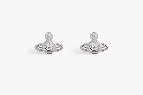 VIVIENNE WESTWOOD JEWELLERY Nano Solitaire platinum-plated brass and crystal stud earrings-AUTO WIN 01/02