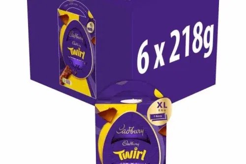 CADBURY TWIRL CHOCOLATE EASTER EGG XL 218G (BOX OF 6)-AUTO WIN 10/01