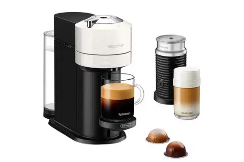 NESPRESSO by De'Longhi Vertuo  Pod Coffee Machine with Aeroccino Milk Frother - Black & White-AUTO WIN 25/02
