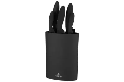 Viners 6 Piece Knife set With Knife Block - Black-AUTO WIN 07/02