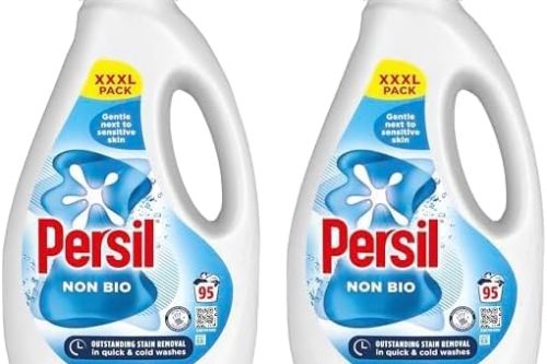 Persil Non Bio Laundry Washing Liquid Detergent outstanding stain removal in quick & cold washes tough on stains, gentle next to sensitive skin 95 washes (2.565 L) (Pack of 2)-AUTO WIN 07/02