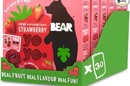 BEAR STRAWBERRY YOYOS – DRIED FRUIT ROLLS – HEALTHY – VEGAN – 20G (30 PACKS)-AUTO WIN 28/02