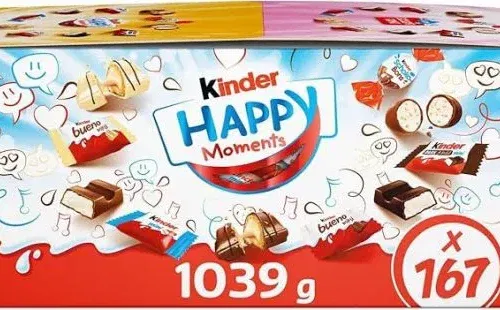 Kinder Chocolate Exclusive Happy Moments Bulk Chocolate Box for Christmas; Gifting; Party Bags; 167 pieces; 1kg-AUTO WIN 12/02