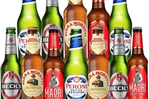 Premium World Lager Mixed Case Gift Set of 12 Beers (Birra Moretti, Peroni, Becks, Madri Beer) - Beer Selection-13/02