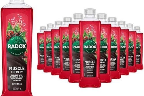 Radox Mineral Therapy Muscle Bath Soak Bubble Bath 500 ml, Bulk Buy (Pack of 12, Black Pepper and Ginseng)-AUTO WIN 03/02