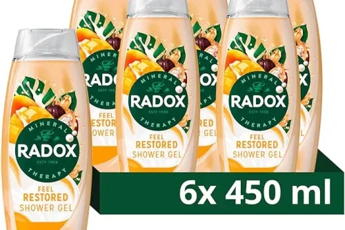 RADOX MINERAL THERAPY FEEL RESTORED SHOWER CREAM BODY WASH UNIQUELY BLENDED WITH MINERALS, HERBS AND A MANGO & COCOA BUTTER SCENT FOR A MOOD-BOOSTING EXPERIENCE 6X 450 ML-AUTO WIN 28/02