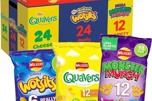 WALKERS CRISPS SNACKS VARIETY BOX OF 60 CRISPS SHARE BAG-AUTO WIN 12/02