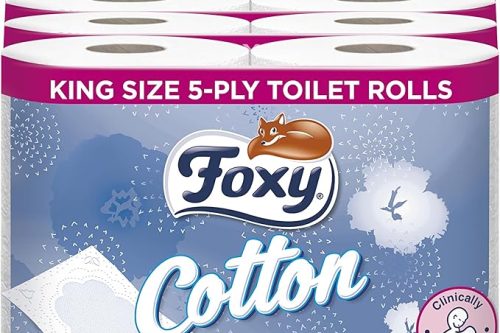 Foxy Cotton Toilet Paper (Pack of 40) – Extra Absorbent, Ultra Soft Toilet Rolls with Real Cotton Fibres – Luxurious 5-Ply King-Size Sheets -AUTO WIN 16/02