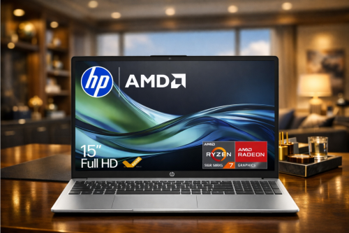 HP 15-fc0049na Laptop, AMD Ryzen 5 Processor, 16GB RAM, 512GB SSD, 15.6” Full HD, Natural Silver-AUTO WIN 20/02