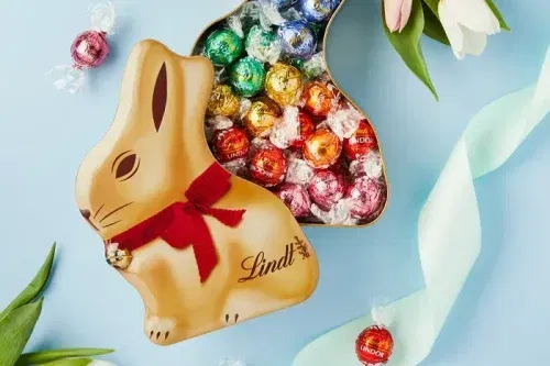LINDT PICK & MIX 500G GOLD BUNNY TIN-AUTO WIN 16/02