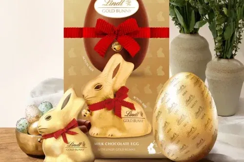2 LINDT GOLD BUNNY EASTER EGG MILK-AUTO WIN 07/03