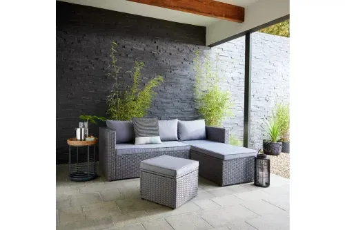 4 Seater Rattan Effect Garden Sofa Set - Grey-AUTO WIN 09/03