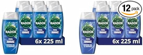 2X Radox Mineral Therapy Feel Awake Men 2in1 Shower Gel & Shampoo with Fennel & Sea Minerals - 225ml (Pack of 12)-AUTO WIN 22/03