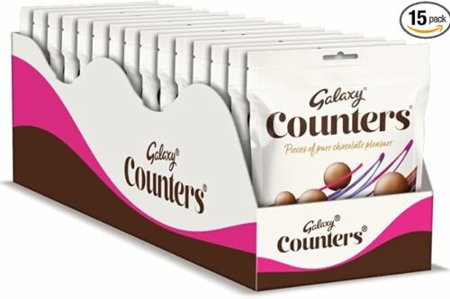 Galaxy Counters Chocolate Pouch Bulk Box, Chocolate Gift, Milk Chocolate, Bulk Chocolate, Movie Night Snacks, 15 x 112g-AUTO WIN 22/03