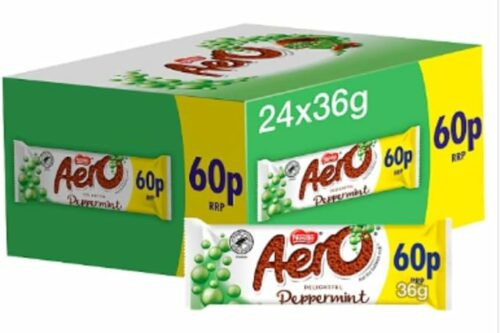 Aero Bubbly Peppermint Mint Chocolate Bar - Pack of 24 x 36G-AUTO WIN 26/03