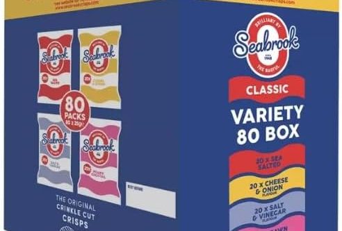 Seabrook Variety Box, 80 x 25g – Assorted Flavours of Classic British Crinkle Cut Crisps,AUTO-WIN 18/03