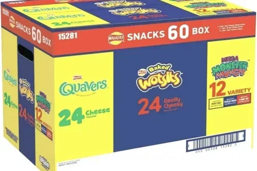 WALKERS CRISPS SNACKS VARIETY BOX OF 60 CRISPS -AUTO WIN 13/03