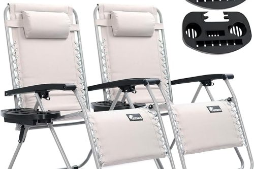 Set of 2 Zero Gravity Chairs with Cup & Phone Holder-AUTO WIN 15/03