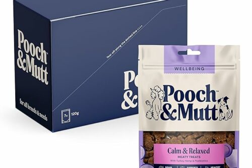 Pooch & Mutt - Calming Meaty Treats, Dog Treats Grain Free, for Calming Hyperactive or Anxious Dogs, Turkey & Hemp, Pack of 7x120g (packaging may vary)-AUTO WIN 28/03