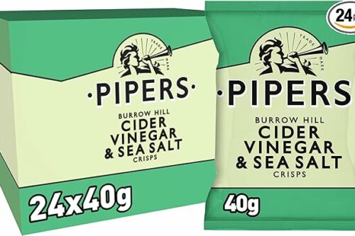 Pipers Crisps Burrow Hill Cider Vinegar and Sea Salt (Pack of 24)-AUTO WIN 26/03