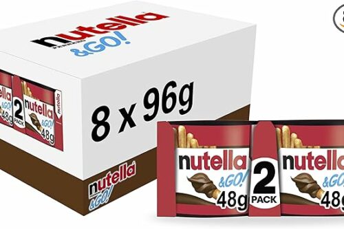 Nutella &Go! Chocolate Spreadand Hazelnut; Party Food; Chocolate Snacks with Bread Sticks; Bulk Box of 8x2 x 48g-AUTO WIN 04/04