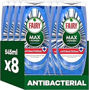 Fairy Max Power Washing Up Liquid Antibacterial 8 x 545ML,- AUTO WIN 29/03