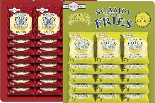 Smiths Savoury Snacks Pub Card Bundle Scampi Fries 24 x 27g and Bacon Fries 24 x 24g Pubcard Mix Pack (48 Bags Total)-AUTO WIN 12/03