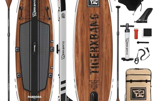 Paddle Board, 10.8' Stand Up Paddleboarding with Premium Complete Inflatable SUP Accessories, Extra Wide Paddleboards for Adults & Kids-Pandora Collection-AUTO WIN 06/03