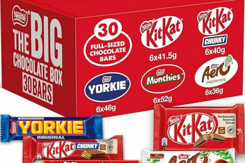 Nestlé The Big Chocolate Box, 30 x Chocolate Bars – KitKat, KitKat Chunky, Yorkie, Aero, Munchies – Sharing Gift, 1.3kg-AUTO WIN 03/04