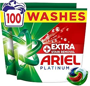 Ariel Platinum PODS®, Washing Liquid Laundry Detergent Capsules 100 Washes, +Extra Stain Removal, Remove Even 7-Day Dried-In Stains-AUTO WIN 21/03