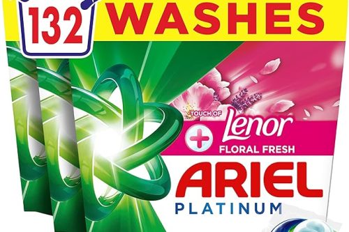 Ariel Platinum PODS, Washing Liquid Laundry Detergent Capsules, 3 x 44 Washes, +Touch of Lenor Floral Fresh-AUTO WIN 08/03