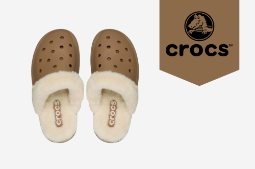 Crocs Classic Fuzz Scuff Lined Slippers, Light Brown-AUTO WIN 14/03