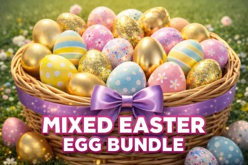 6 MIXED MEDIUM SIZED EASTER EGGS- AUTO WIN 02/03