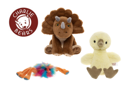 Charlie Bear Bundle  Waddle Duckling The Spinners Cedric and Cuddle Cub Triceratops AUTO-WIN 05/04