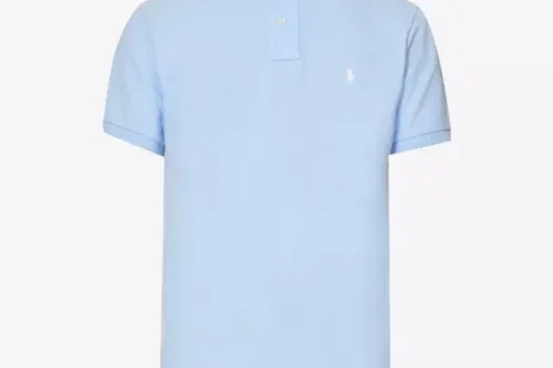 MENS POLO RALPH LAUREN Short-sleeved logo-embroidered custom-fit cotton-piqué polo shirt-AUTO WIN 23/03