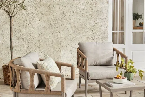 Natural Sorrento Garden 3 Piece Rattan Chairs and Table Bistro Set-AUTO WIN 28/03